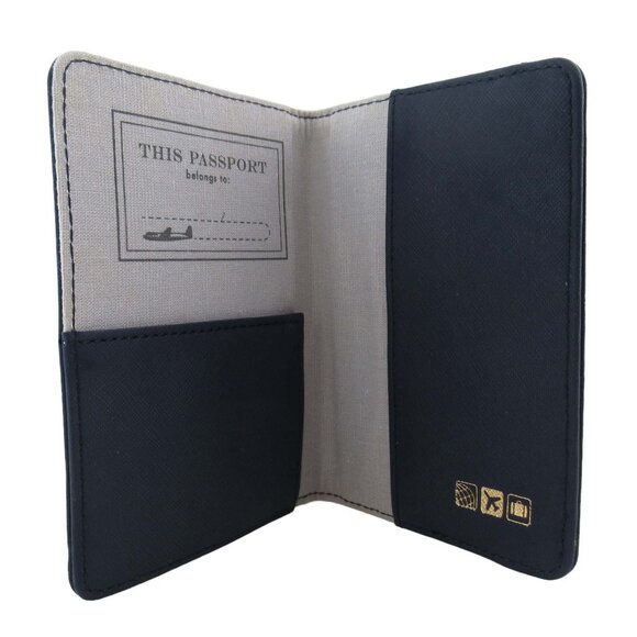 Flight 001 Leather Travel Passport Case (Navy) - Picture 3 of 3